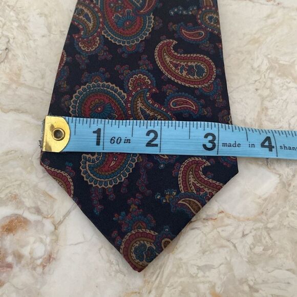 Yves Saint Laurent Dark Paisley Print Tie 100% Silk - Picture 8 of 8